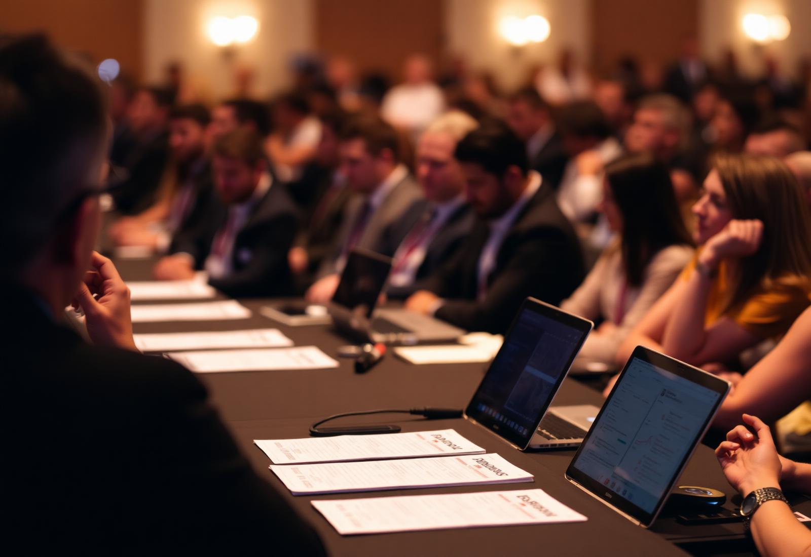Judging table with scorecards during the pitch round